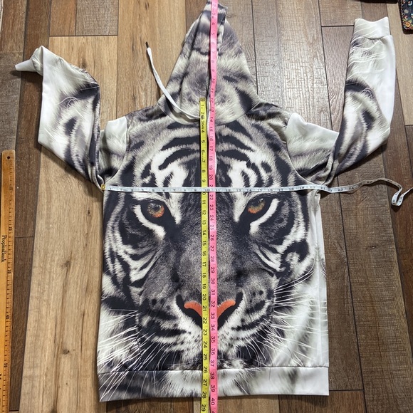 White Tiger Hooded Sweatshirt Size S M - Picture 3 of 8